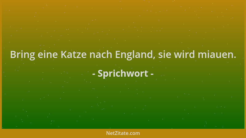 Sprichwort - Bring eine Katze nach England, sie wird miauen....