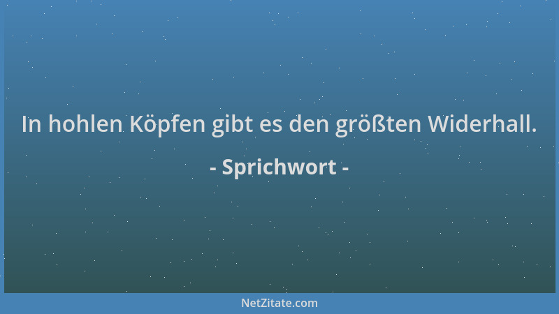 Sprichwort - In hohlen Köpfen gibt es den größten Widerhall....