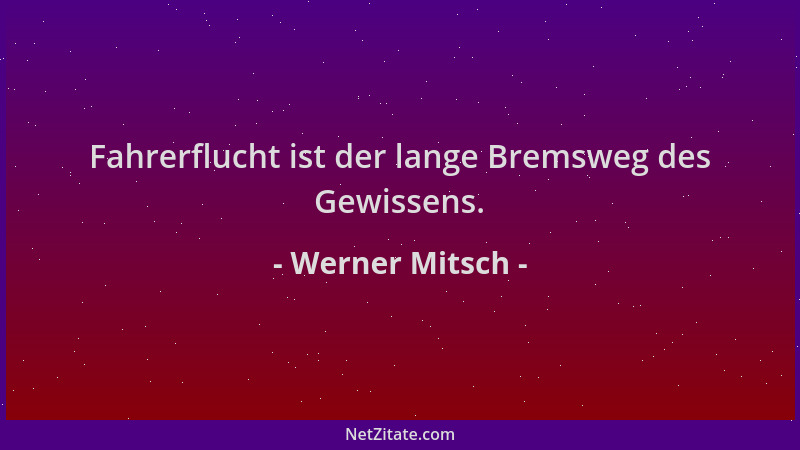 Werner Mitsch - Fahrerflucht ist der lange Bremsweg des Gewissens....