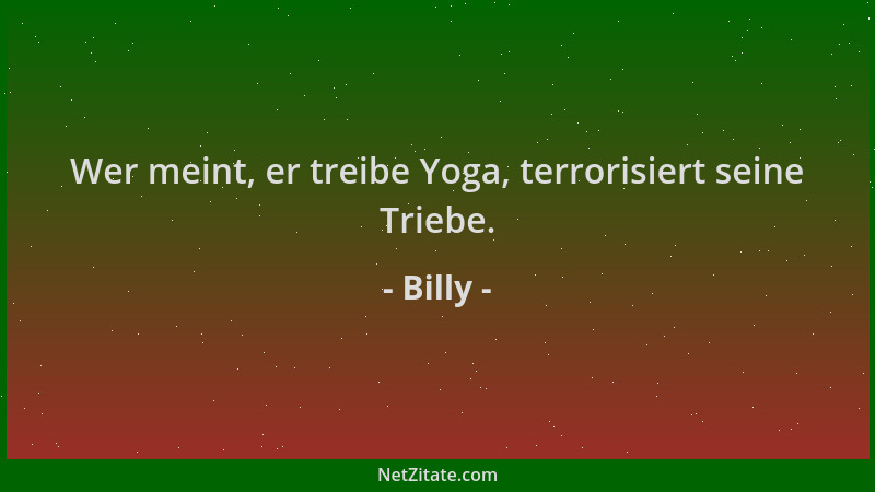 Billy - Wer meint, er treibe Yoga, terrorisiert seine Triebe....