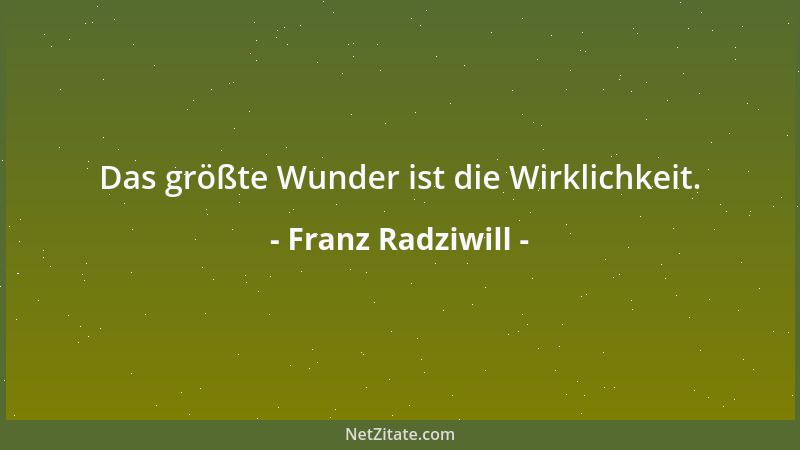 Franz Radziwill - Das größte Wunder ist die Wirklichkeit....