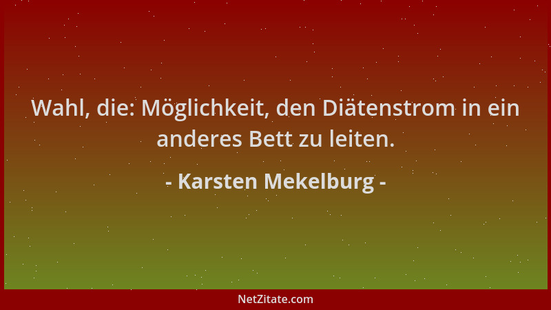 Karsten Mekelburg - Wahl, die: Möglichkeit, den Diätenstrom in ein anderes Bett zu leiten....