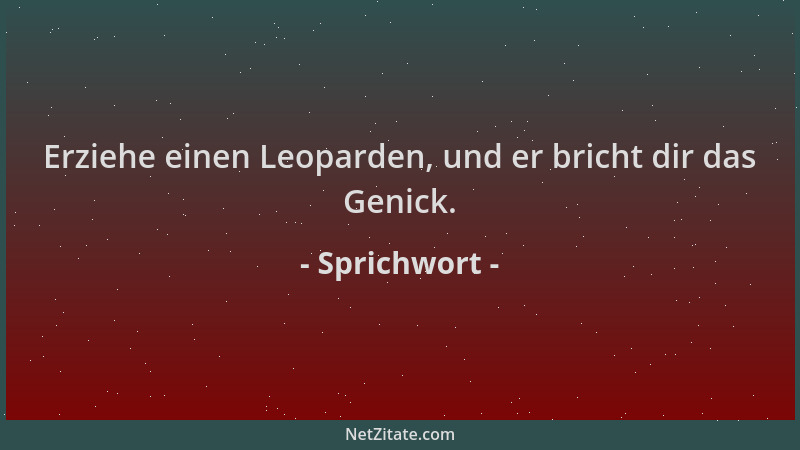Sprichwort - Erziehe einen Leoparden, und er bricht dir das Genick....