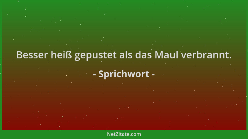 Sprichwort - Besser heiß gepustet als das Maul verbrannt....