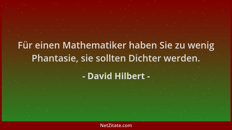 David Hilbert - Für einen Mathematiker haben Sie zu wenig Phantasie, sie sollten Dichter werden....