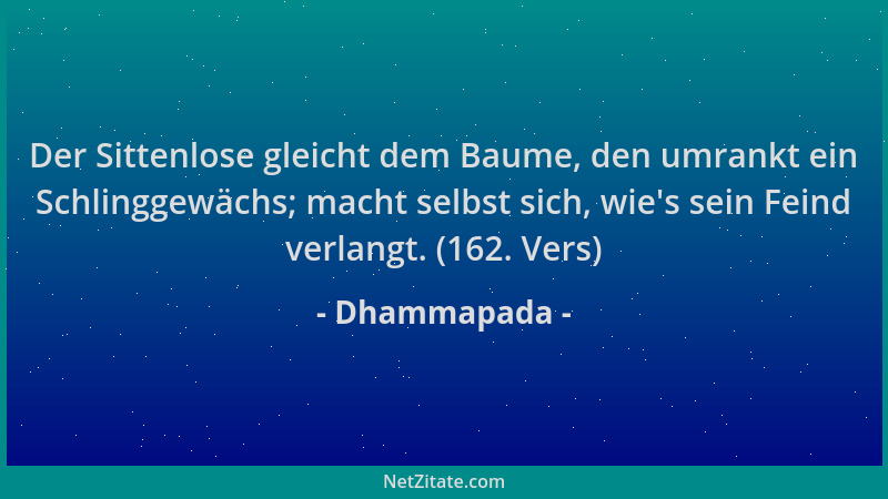 Dhammapada - Der Sittenlose gleicht dem Baume, den umrankt ein Schlinggewächs; macht selbst sich, wie 's sein Feind verlangt...