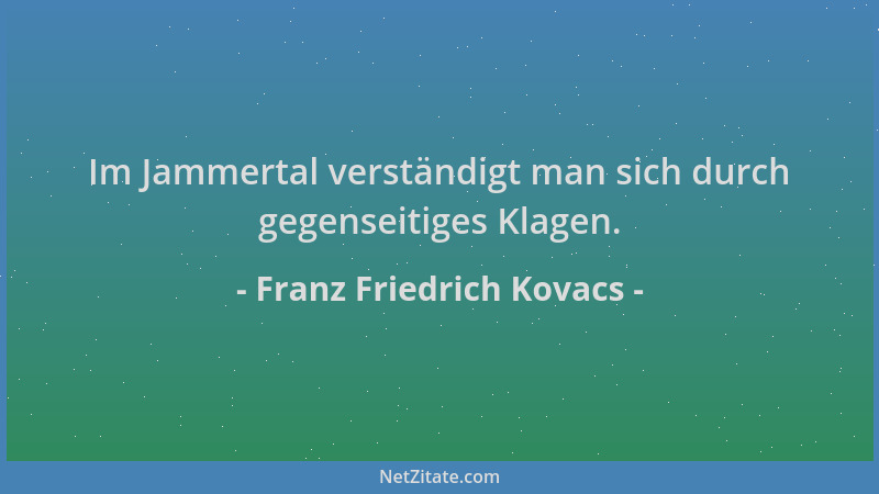 Franz Friedrich Kovacs - Im Jammertal verständigt man sich durch gegenseitiges Klagen....
