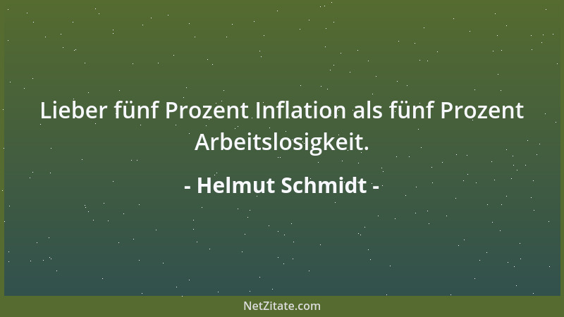 Helmut Schmidt - Lieber fünf Prozent Inflation als fünf Prozent Arbeitslosigkeit....