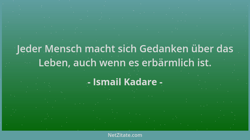 Ismail Kadare - Jeder Mensch macht sich Gedanken über das Leben, auch wenn es erbärmlich ist....