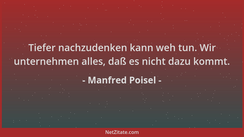 Manfred Poisel - Tiefer nachzudenken kann weh tun. Wir unternehmen alles, daß es nicht dazu kommt....