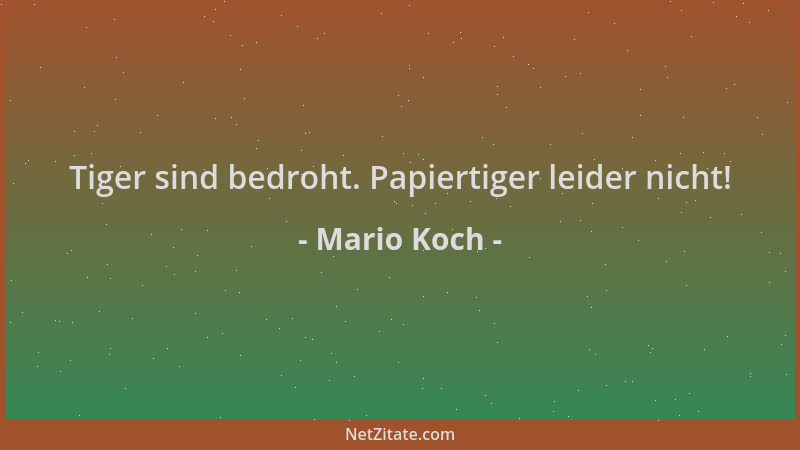 Mario Koch - Tiger sind bedroht. Papiertiger leider nicht!...