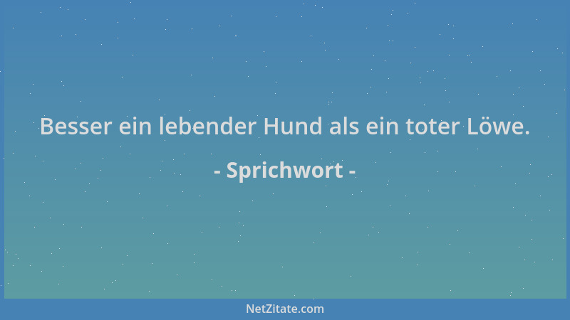 Sprichwort - Besser ein lebender Hund als ein toter Löwe....
