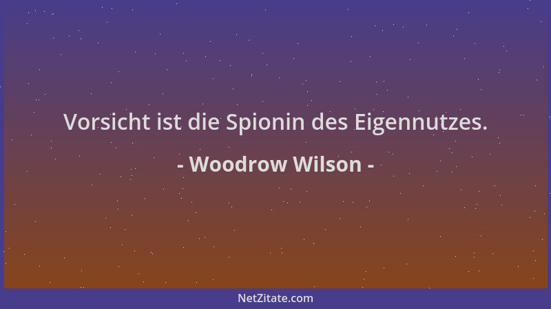 Woodrow Wilson - Vorsicht ist die Spionin des Eigennutzes....