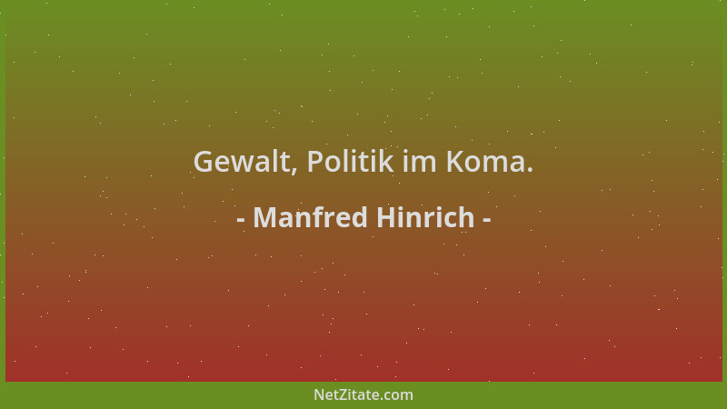 Manfred Hinrich - Gewalt, Politik im Koma....