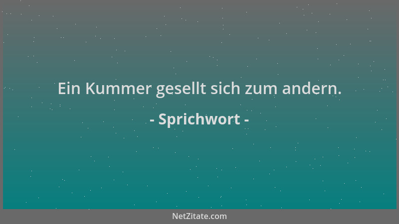 Sprichwort - Ein Kummer gesellt sich zum andern....
