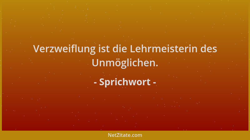 Sprichwort - Verzweiflung ist die Lehrmeisterin des Unmöglichen....