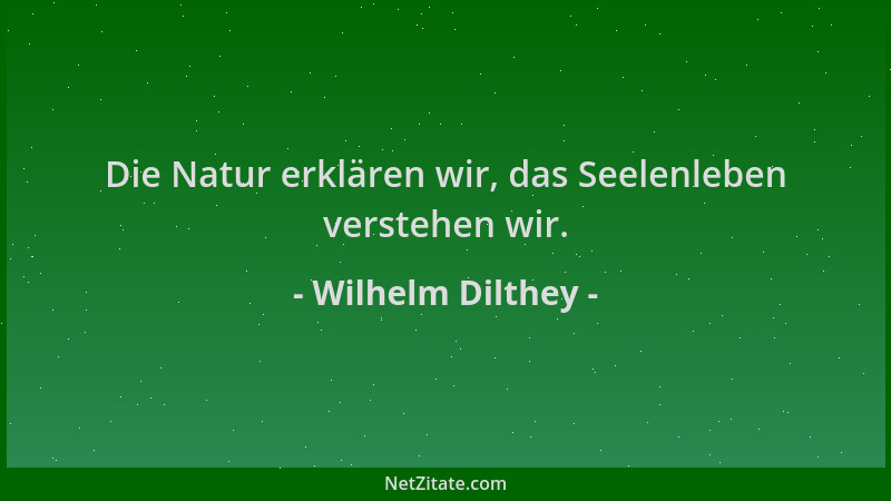Wilhelm Dilthey - Die Natur erklären wir, das Seelenleben verstehen wir....