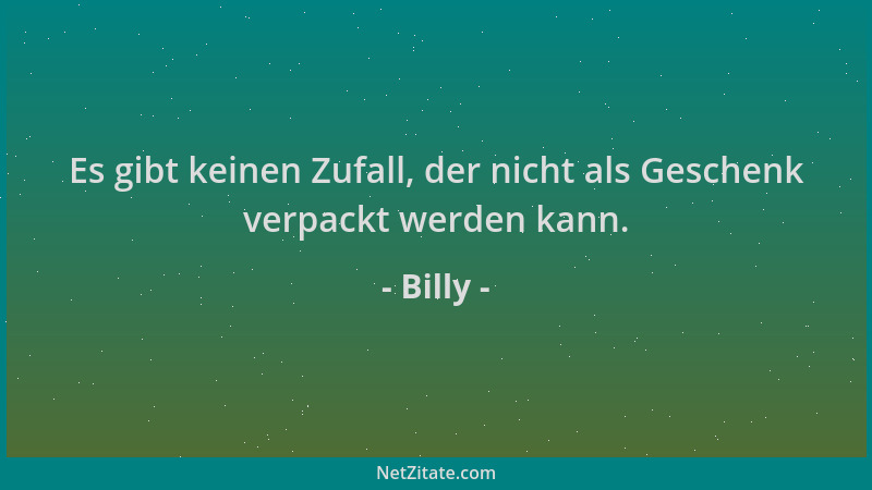Billy - Es gibt keinen Zufall, der nicht als Geschenk verpackt werden kann....