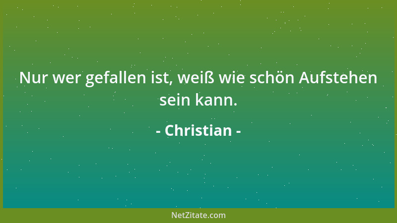 Christian - Nur wer gefallen ist, weiß wie schön Aufstehen sein kann....