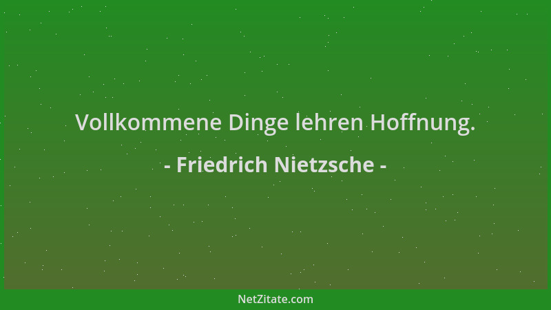 Friedrich Nietzsche - Vollkommene Dinge lehren Hoffnung....