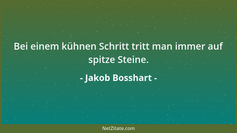 Jakob Bosshart - Bei einem kühnen Schritt tritt man immer auf spitze Steine....