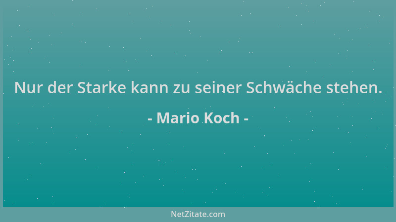 Mario Koch - Nur der Starke kann zu seiner Schwäche stehen....