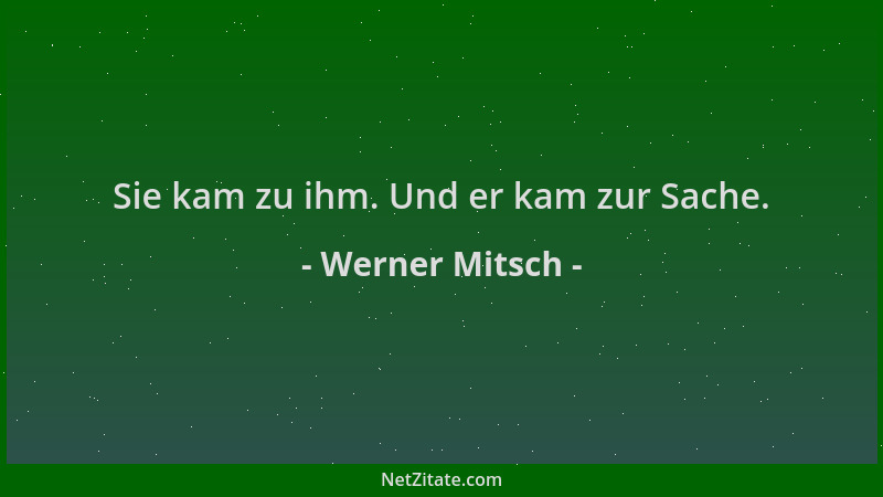 Werner Mitsch - Sie kam zu ihm. Und er kam zur Sache....