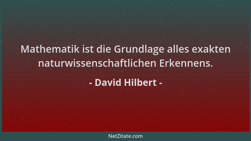 David Hilbert - Mathematik ist die Grundlage alles exakten naturwissenschaftlichen Erkennens....