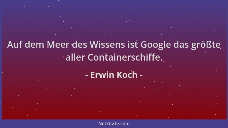Erwin Koch - Auf dem Meer des Wissens ist Google das größte aller Containerschiffe....