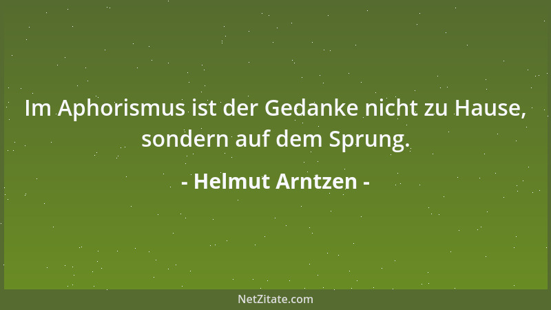 Helmut Arntzen - Im Aphorismus ist der Gedanke nicht zu Hause, sondern auf dem Sprung....