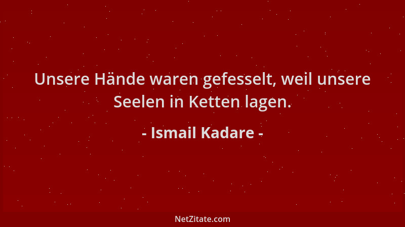 Ismail Kadare - Unsere Hände waren gefesselt, weil unsere Seelen in Ketten lagen....