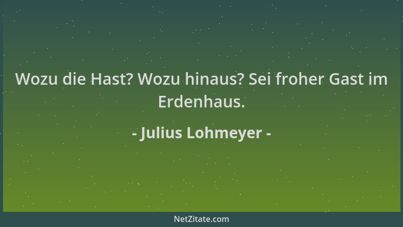 Julius Lohmeyer - Wozu die Hast? Wozu hinaus? Sei froher Gast im Erdenhaus....
