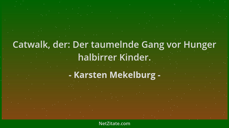 Karsten Mekelburg - Catwalk, der: Der taumelnde Gang vor Hunger halbirrer Kinder....