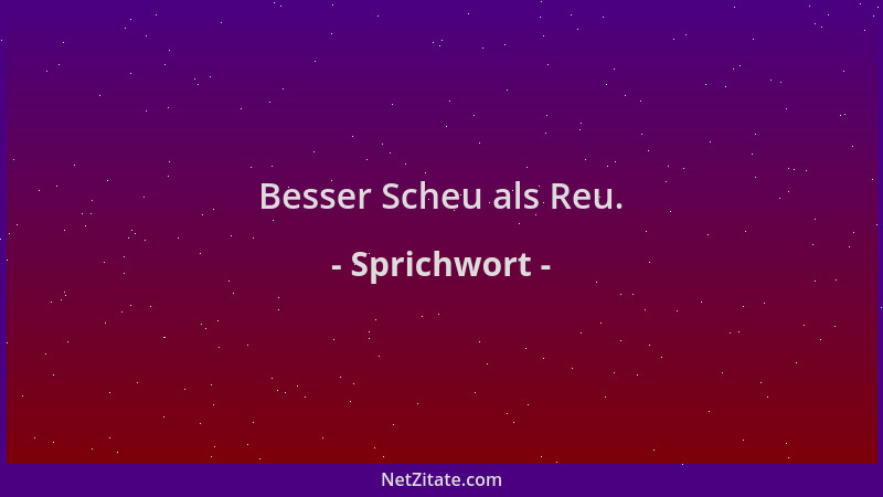 Sprichwort - Besser Scheu als Reu....
