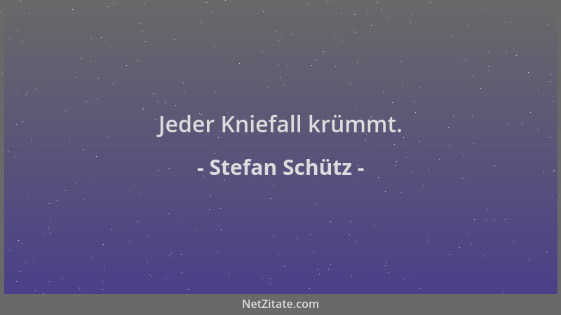 Stefan Schütz - Jeder Kniefall krümmt....