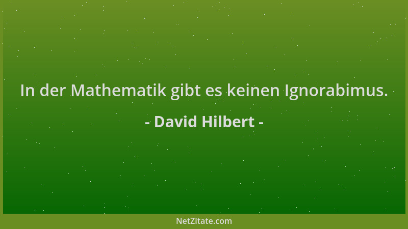David Hilbert - In der Mathematik gibt es keinen Ignorabimus....