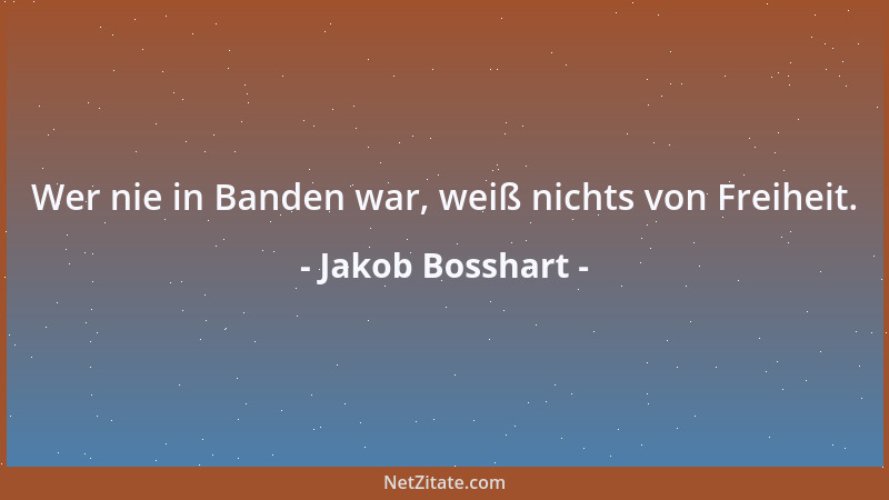 Jakob Bosshart - Wer nie in Banden war, weiß nichts von Freiheit....