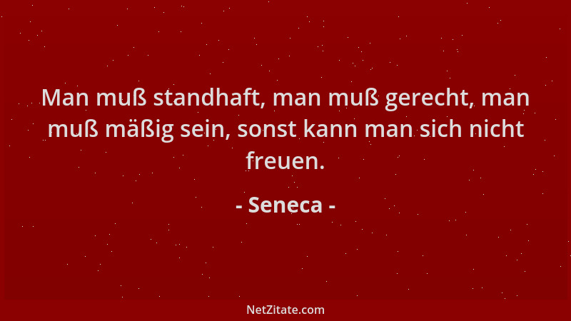 Seneca - Man muß standhaft, man muß gerecht, man muß mäßig sein, sonst kann man sich nicht freuen....