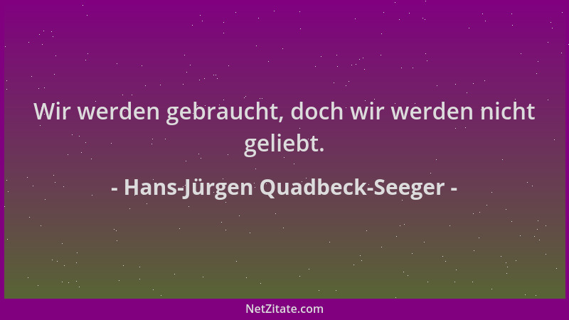 Hans-Jürgen Quadbeck-Seeger - Wir werden gebraucht, doch wir werden nicht geliebt....