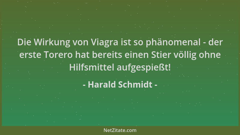 Harald Schmidt - Die Wirkung von Viagra ist so phänomenal - der erste Torero hat bereits einen Stier völlig ohne Hilfsmitte...