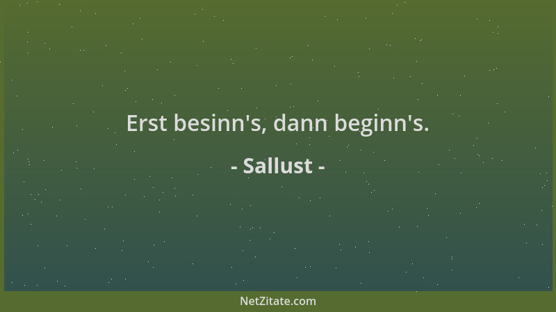 Sallust - Erst besinn 's, dann beginn 's....