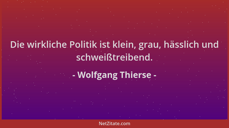 Wolfgang Thierse - Die wirkliche Politik ist klein, grau, hässlich und schweißtreibend....
