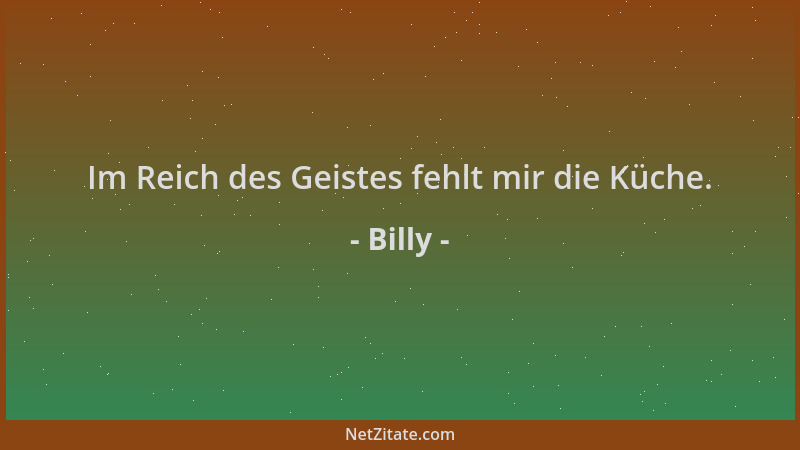 Billy - Im Reich des Geistes fehlt mir die Küche....