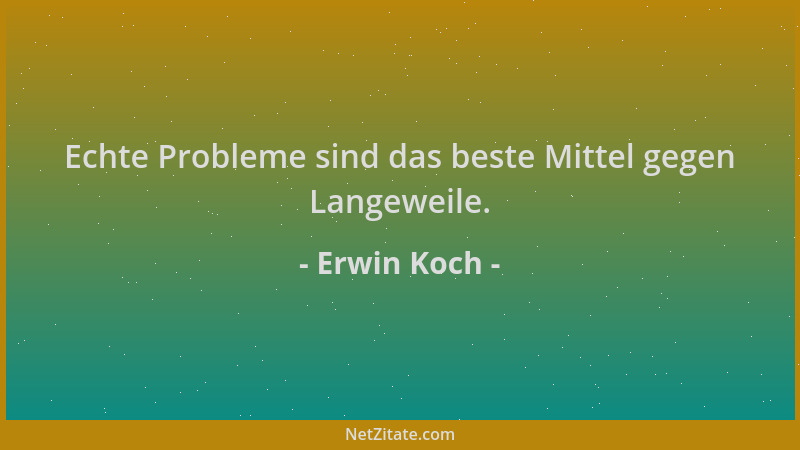 Erwin Koch - Echte Probleme sind das beste Mittel gegen Langeweile....