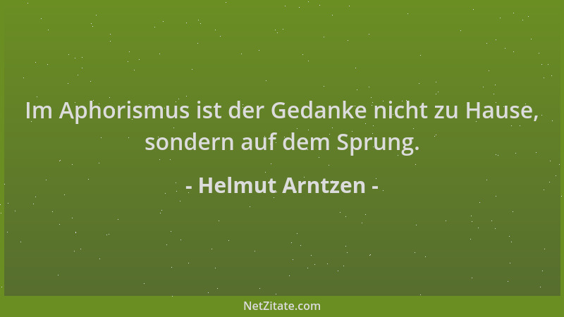 Helmut Arntzen - Im Aphorismus ist der Gedanke nicht zu Hause, sondern auf dem Sprung....