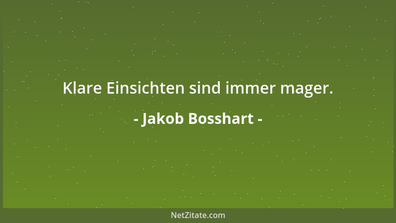 Jakob Bosshart - Klare Einsichten sind immer mager....