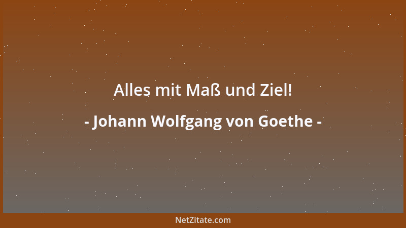Johann Wolfgang von Goethe - Alles mit Maß und Ziel!...