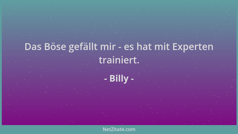 Billy - Das Böse gefällt mir - es hat mit Experten trainiert....