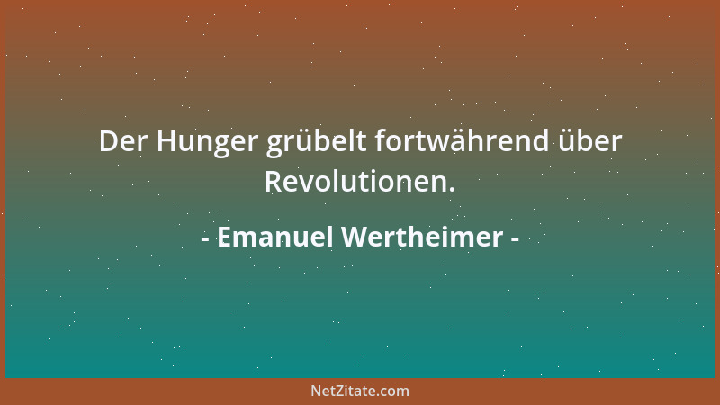 Emanuel Wertheimer - Der Hunger grübelt fortwährend über Revolutionen....