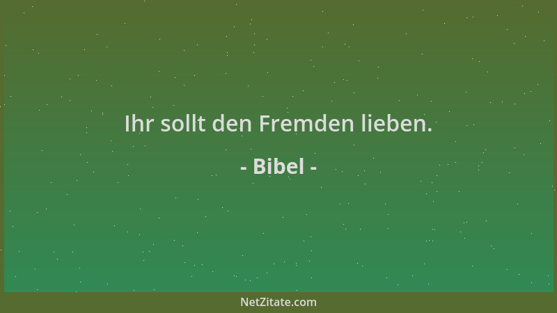 Bibel - Ihr sollt den Fremden lieben....